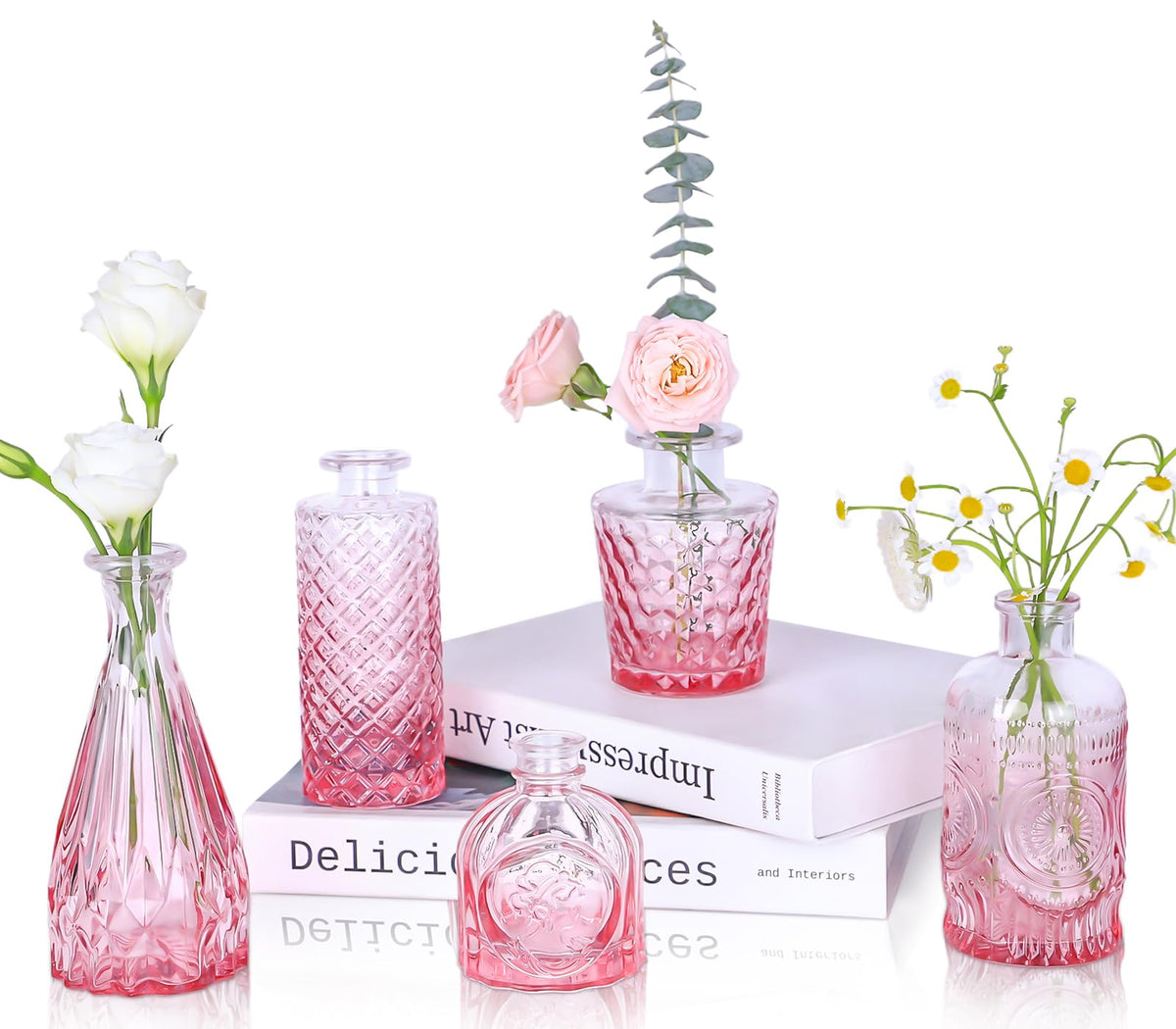 UPBUD Amber Gold Glass Bud Vases Set of 12, Small Vases for Flowers