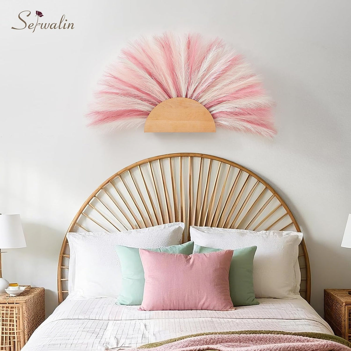 Serwalin 60PCS 17.7" Pink Pampas Grass Boho Feathers Decor for Home Decor