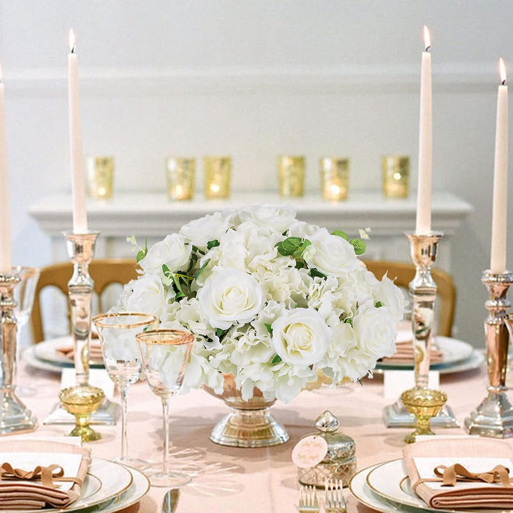 BLOSMON Wedding Flower Ball Centerpieces for Tables, 10 Pcs, White, Large