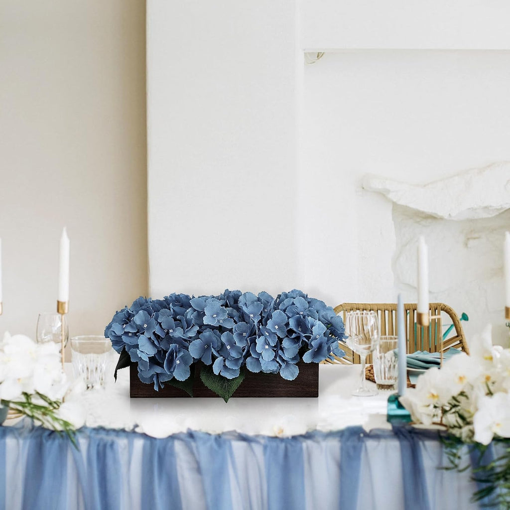 Pre-Made Hydrangea Centerpiece for Dining Table, Navy Blue