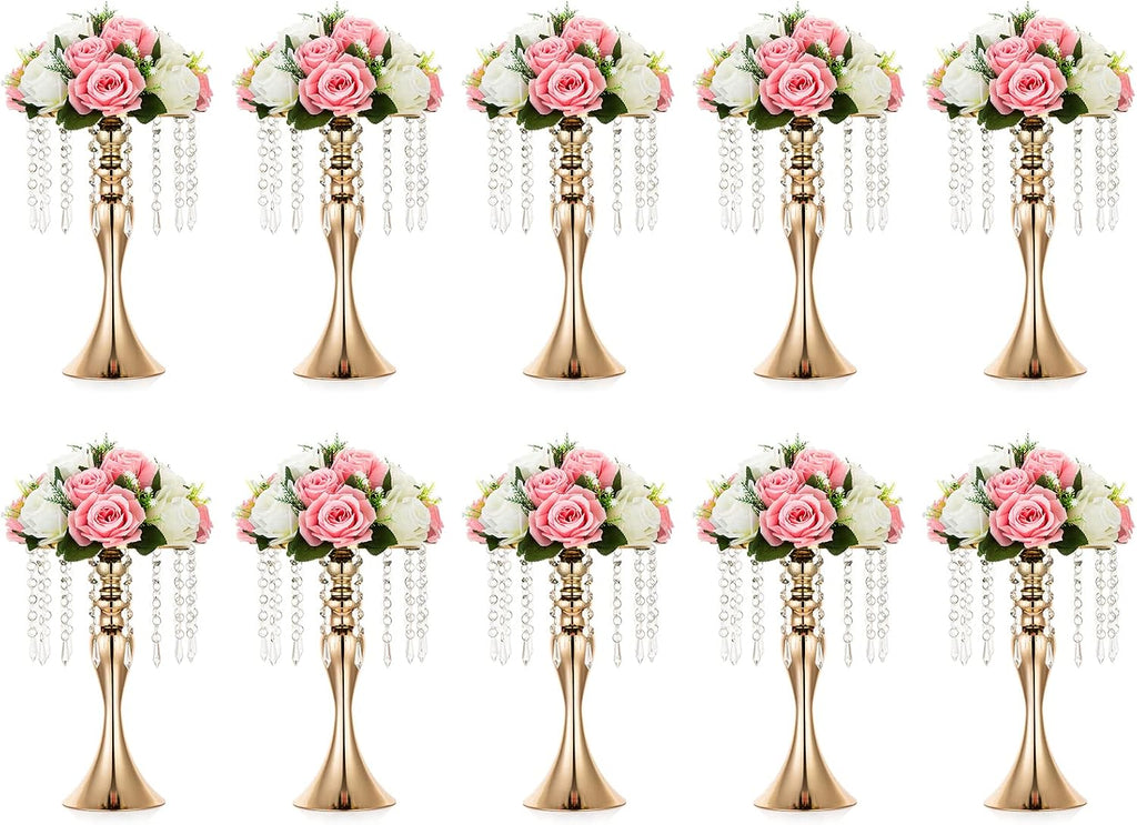 NUPTIO Tall Vase Table Centerpiece, 13.8", Gold, 10 Pcs