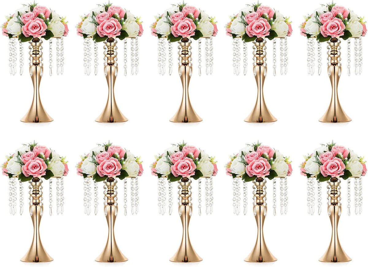 NUPTIO Tall Vase Table Centerpiece, 13.8", Gold, 10 Pcs