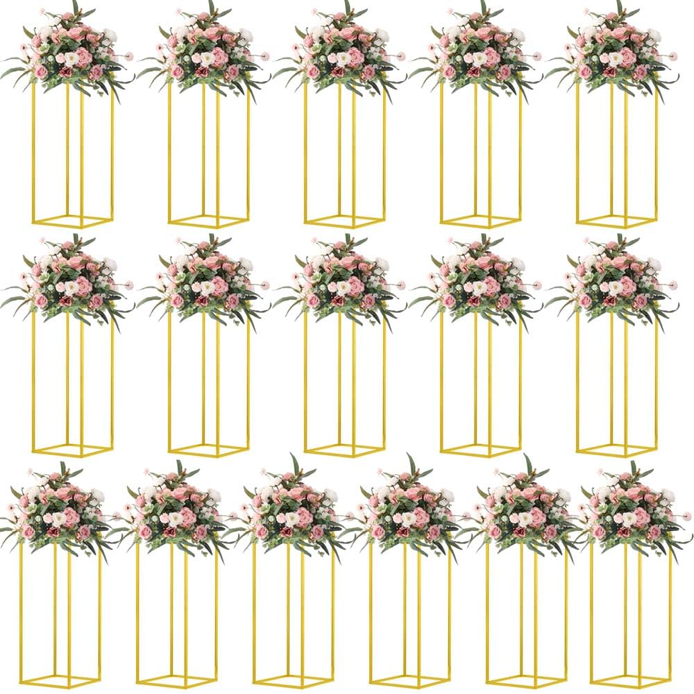 23.6inch 10 pcs Column Vases Gold Centerpieces for Table Metal Flower Stand Gold Wedding Centerpieces for Tables Party Floral Stands for Flowers