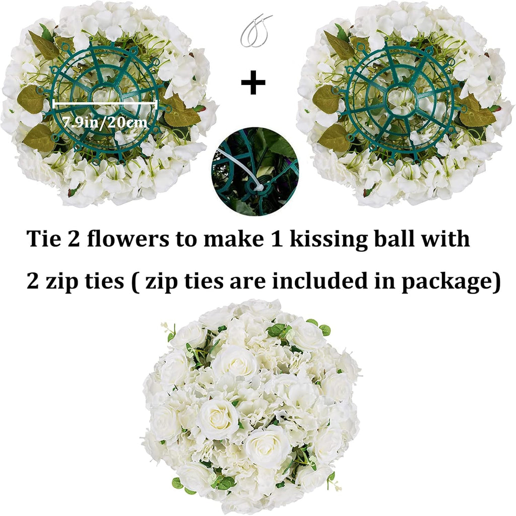 BLOSMON Wedding Flower Ball Centerpieces for Tables, 10 Pcs, White, Large