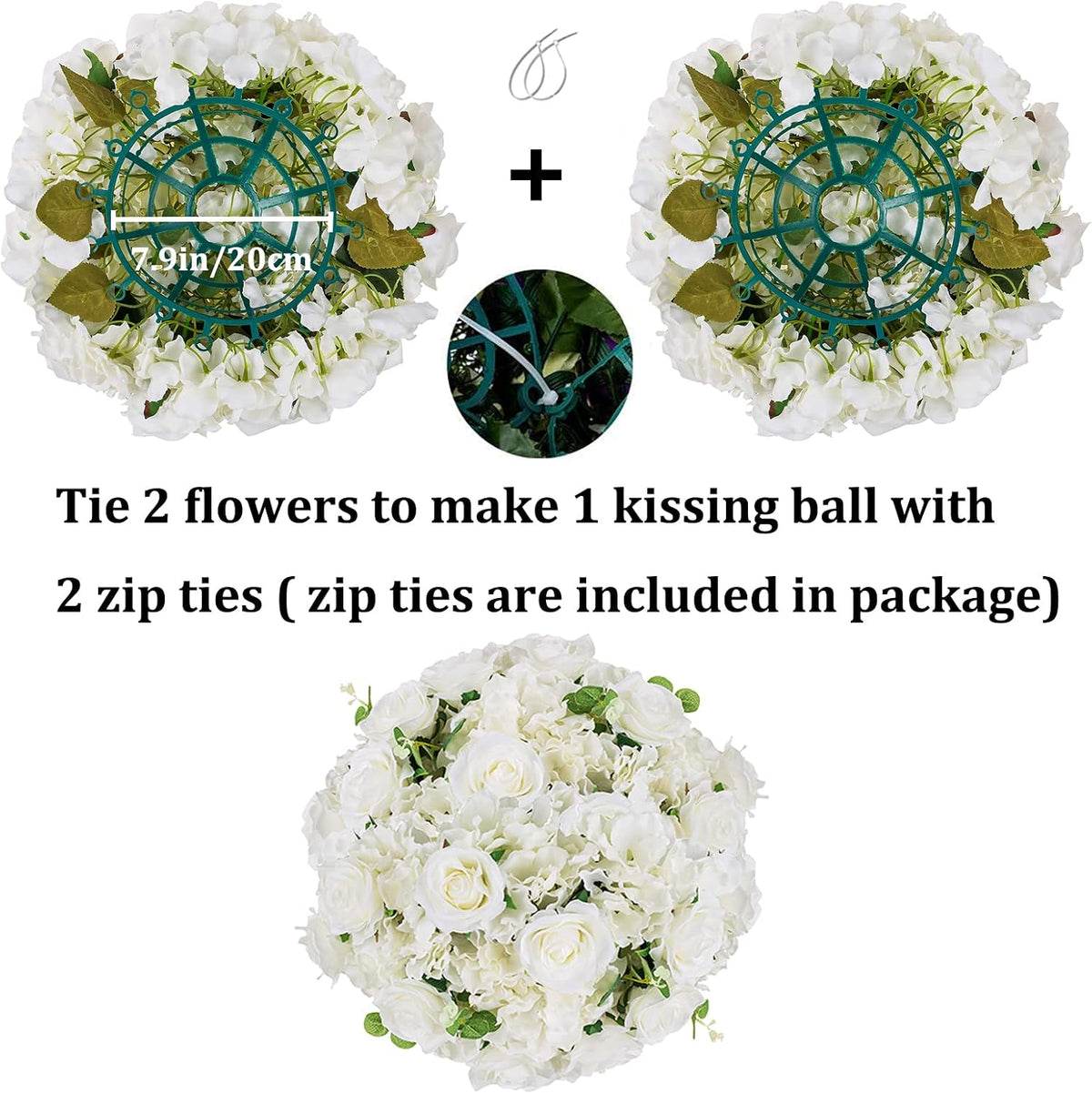 BLOSMON Wedding Flower Ball Centerpieces for Tables, 10 Pcs, White, Large
