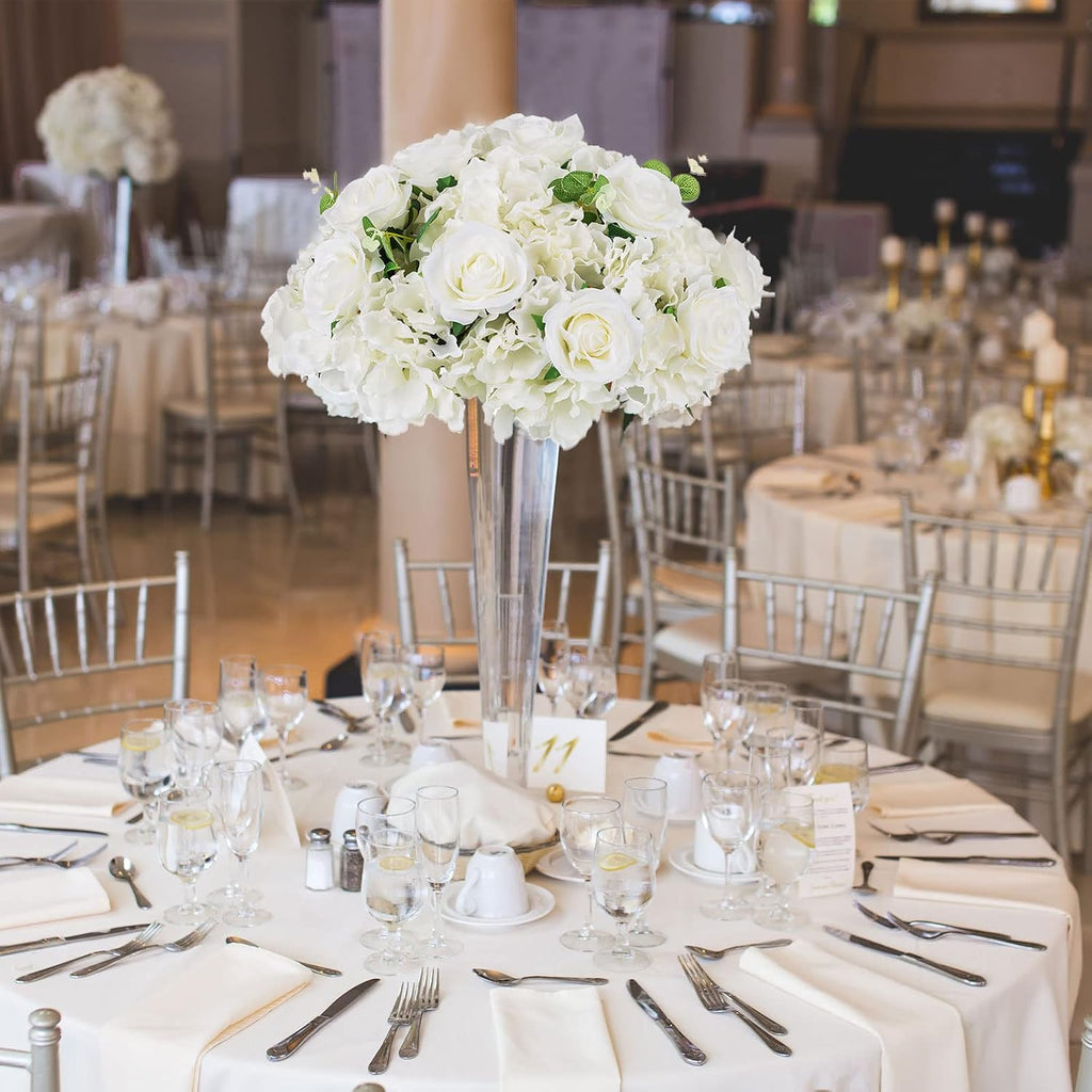 BLOSMON Wedding Flower Ball Centerpieces for Tables, 10 Pcs, White, Large