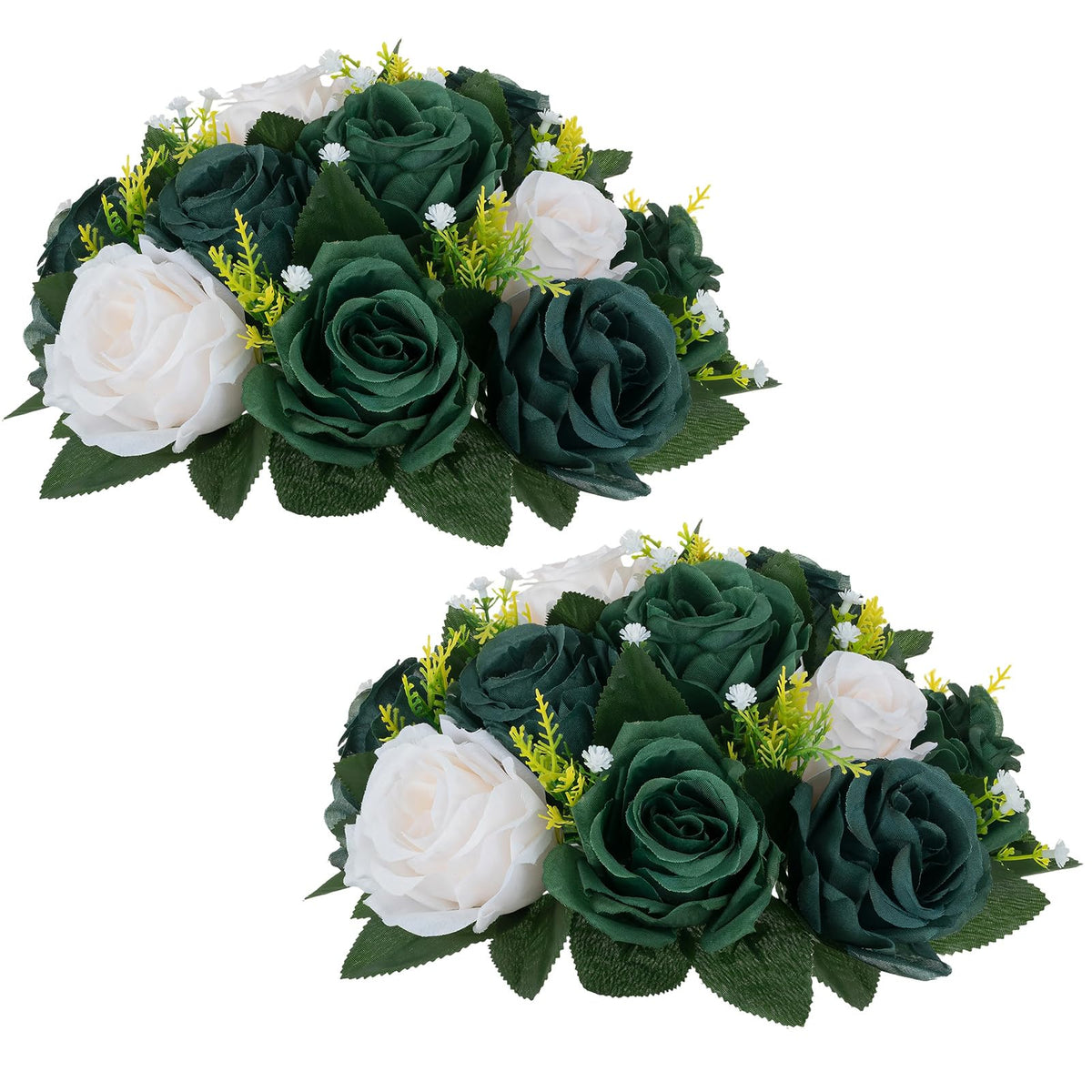 Nuptio Artificial Flower Centrepieces for Tables - 6 Pcs Burgundy & Dusty Rose & Creamy White Fake Flowers Roses Balls 9.5in Diam - Silk Faux Rose Arrangement for Wedding Party Centerpiece Table Decor