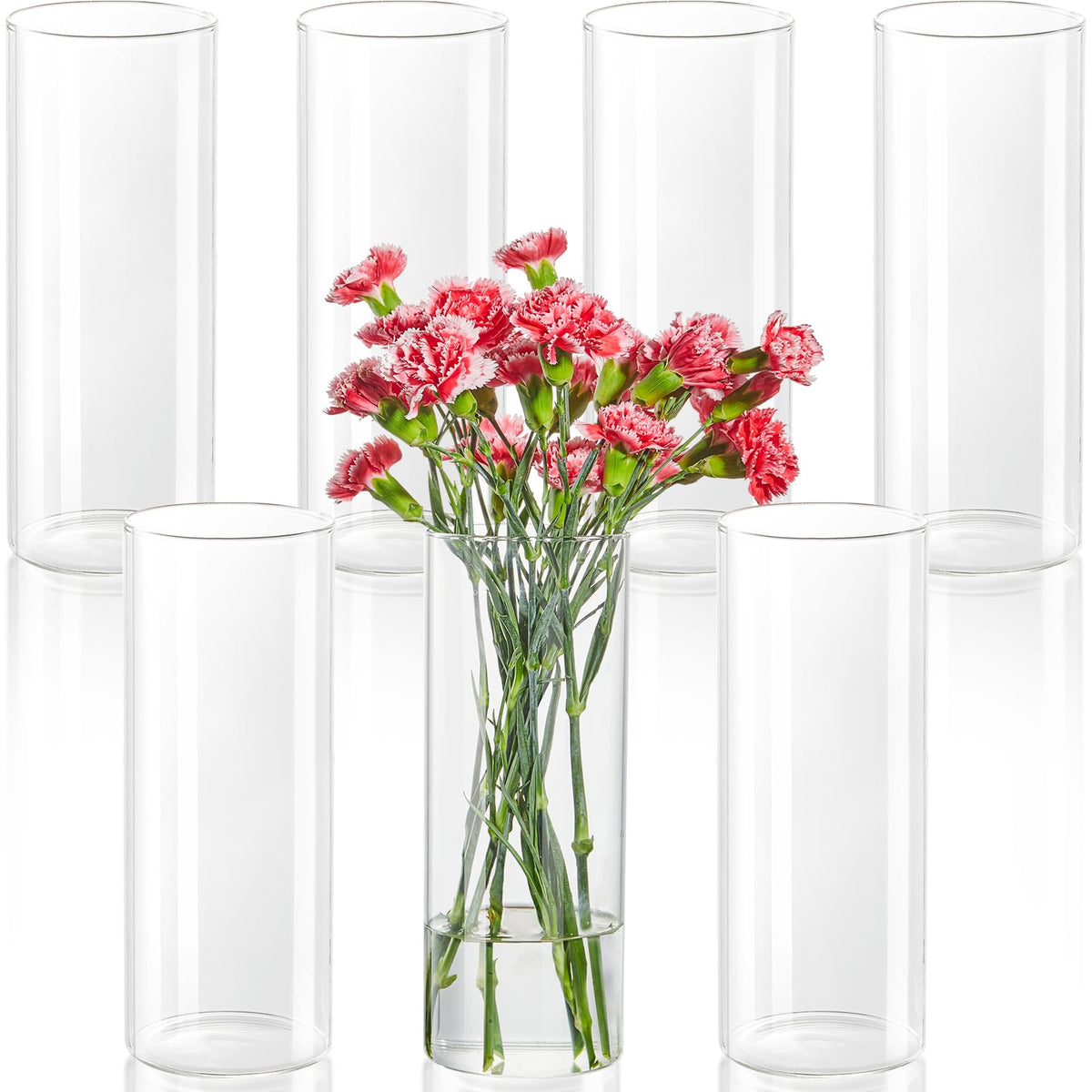 12pcs Glass Cylinder Vases for Centerpieces - 6 Inch Tall Flower Vase for Wedding Decorations, Clear Glass Flower Vases Floating Candle Holder for Table Centerpiece Wedding Home Décor