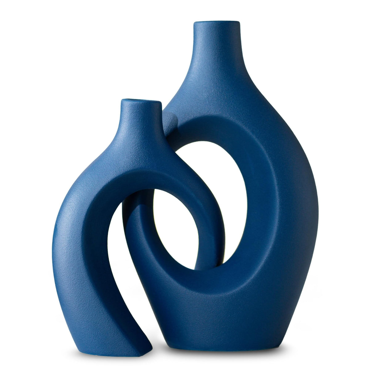 Levvohd Snuggle Hollow Ceramic Vase Set of 2 for Modern Nordic Home Decor