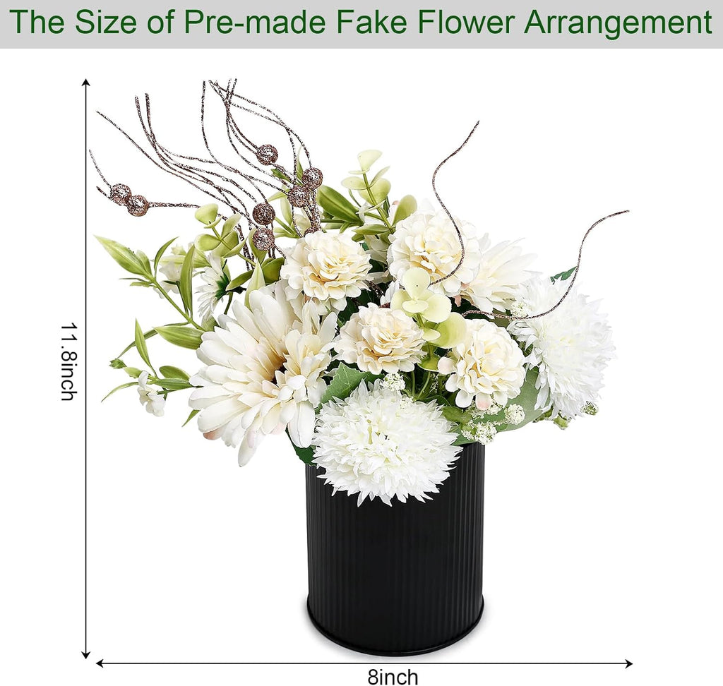Ivory White & Rose Gold Flower Table Centerpieces, Set of 6