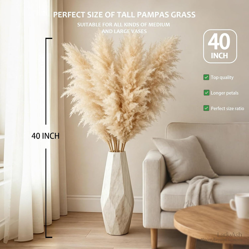 45pcs 42"inch Pampas Grass Decor Tall, Large pompas Grass,Tall Pampas Grass for Floor Vase,Wedding, Party,Farmhouse, Boho Home Decor