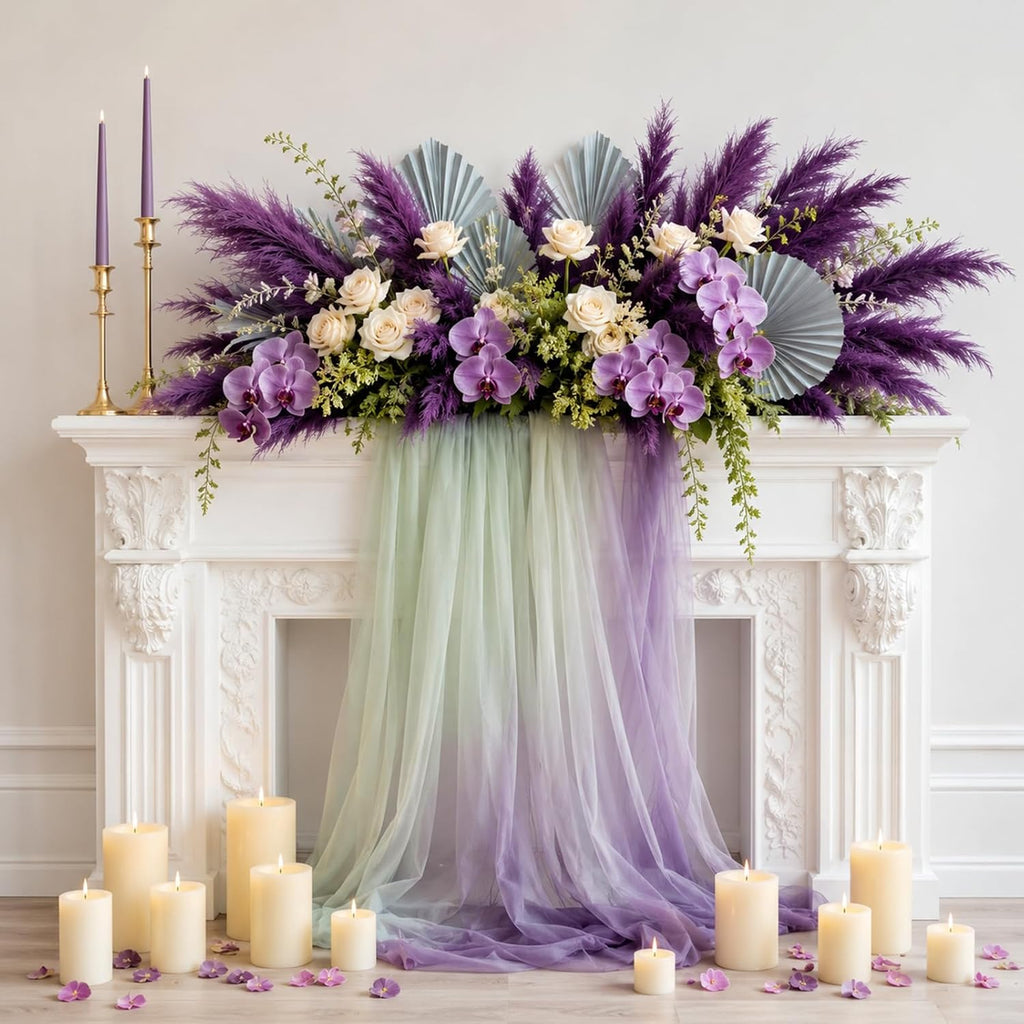30 Pcs Pampas Grass Stems 21.7 Inches Fake Pampas Grass Artificial Flower Vase Filler for Boho Home Wedding Living Room Bathroom Wall Party Decor (Purple)