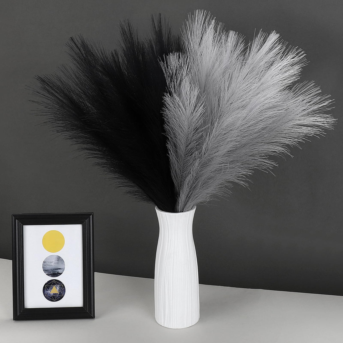 SeptCat 30 Pcs Pampas Grass Decor 21.7" Fluffy Faux Short Brown Pampas Grass Artificial Small Pompas Grass Flower Vase Filler for Home Wedding Living Room Wall Party Decoration
