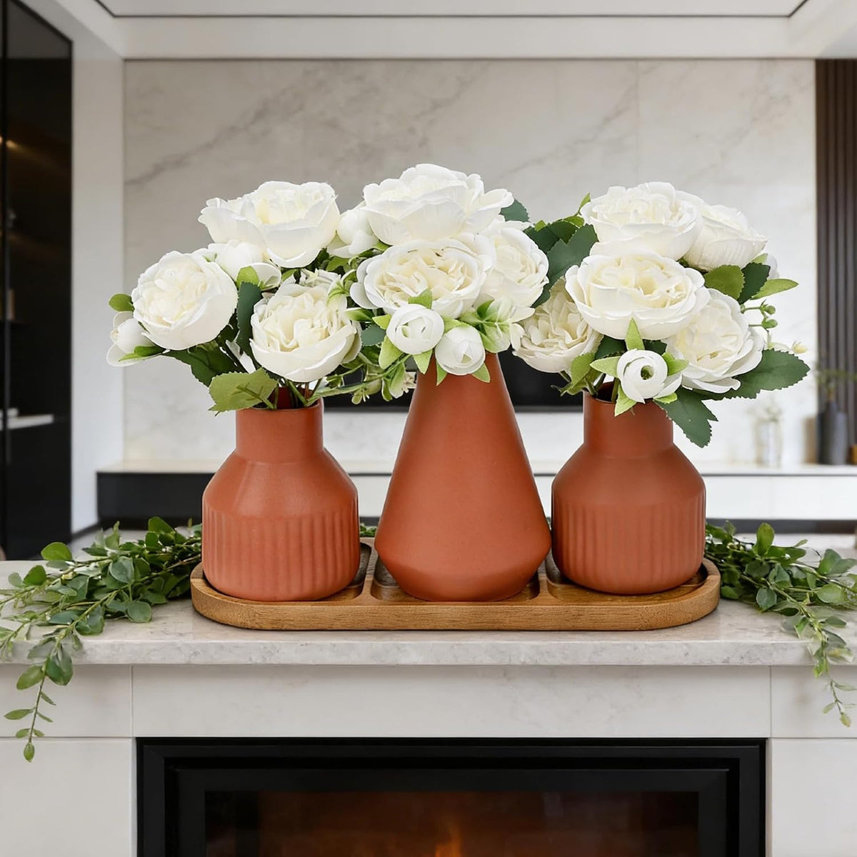 White Flower Table Centerpieces for Dining Room