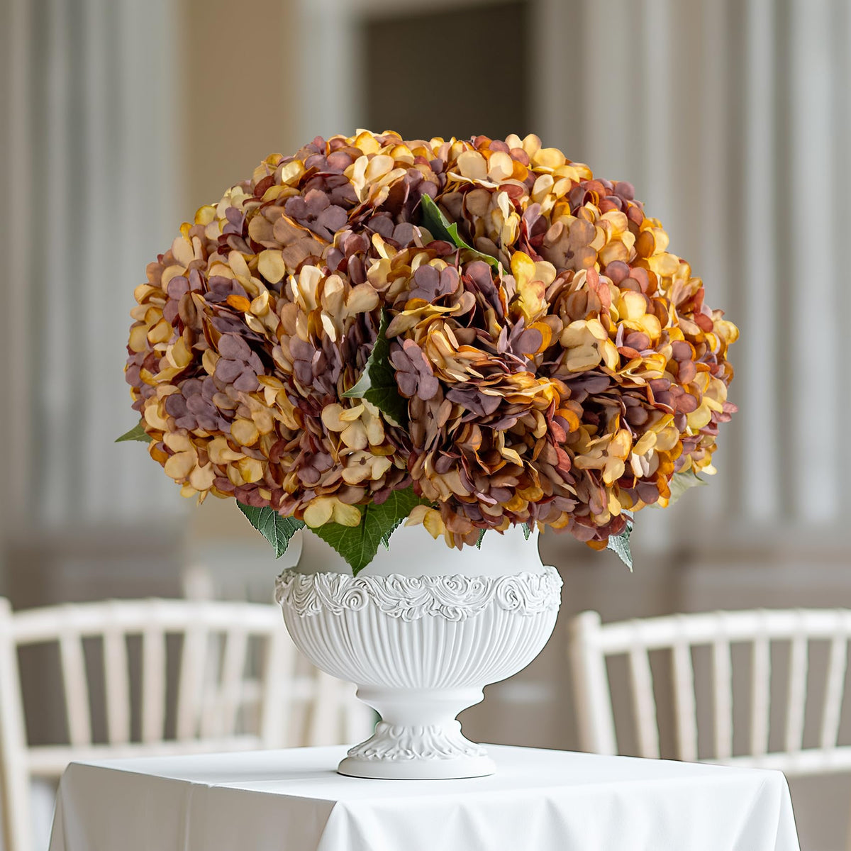 Bailikang 10 Pcs Faux Silk Hydrangea with Stems - Fall Hydrangeas Artificial Flowers Silk Flower Fall Winter Artificial Bouquet for Wedding Bridal Home Table Decor Without Vase