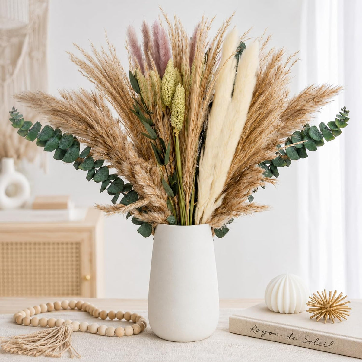 RAINFLOW 35PCS Dried Pampas Grass Decor - 7 Varieties Small Dried Flower