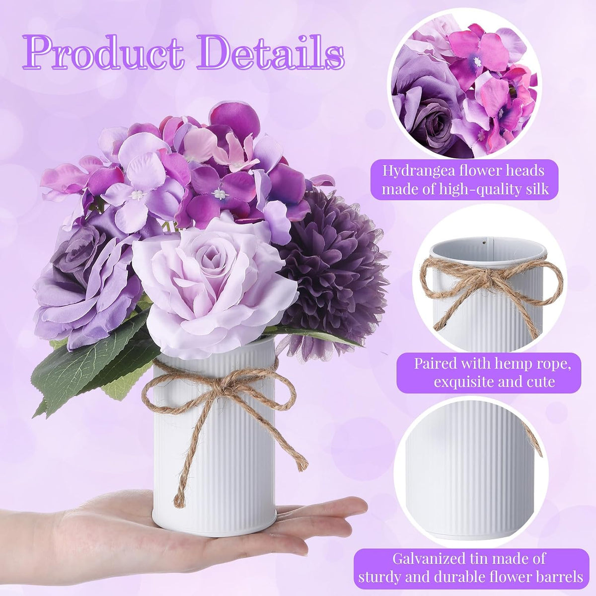 Zeyune 6 Set Artificial Centerpiece, Purple,White, Stylish Style