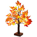 TURNMEON Fall Decor 2 Pack 18 Inch Prelit Fall Maple Tree 48 LEDs Timer
