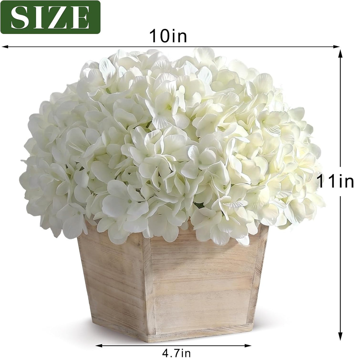 Artificial Hydrangea Flowers in Planter for Table Centerpiece Decor(White)