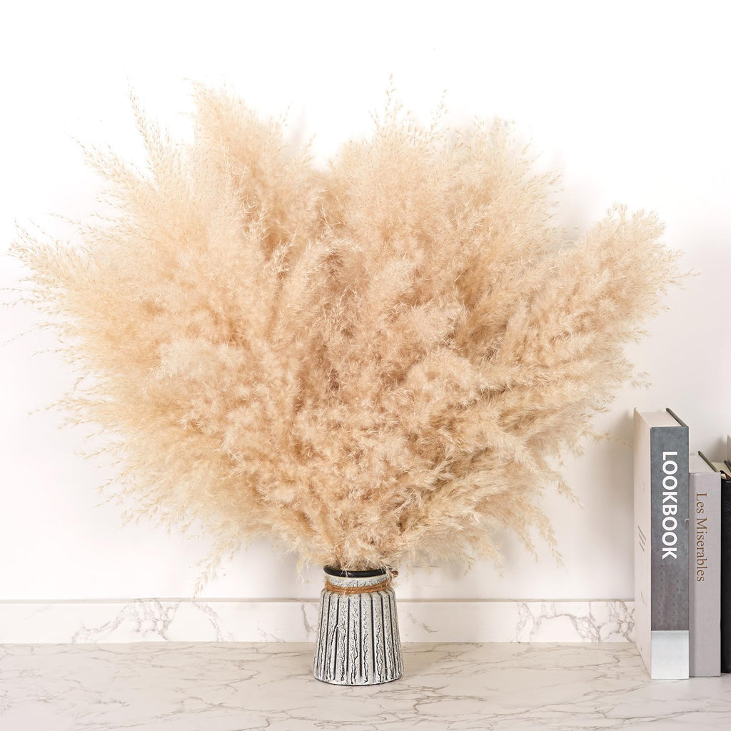 Pasuvsigt 12Pcs 40 Inch Dried Pampas Grass Fluffy Stem Home Wedding Decor