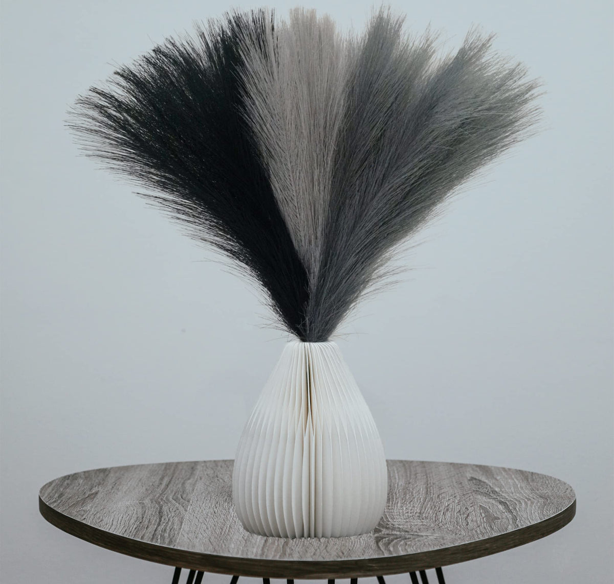 SeptCat 9 Pcs 45" Faux Dried Pampas Grass Tall Decor, Fluffy Fake Long Pompas Artificial Black Grey Gray Pompous Stems Bouquet Flower Arrangement Vase Filler for Boho Home Wedding Decoration