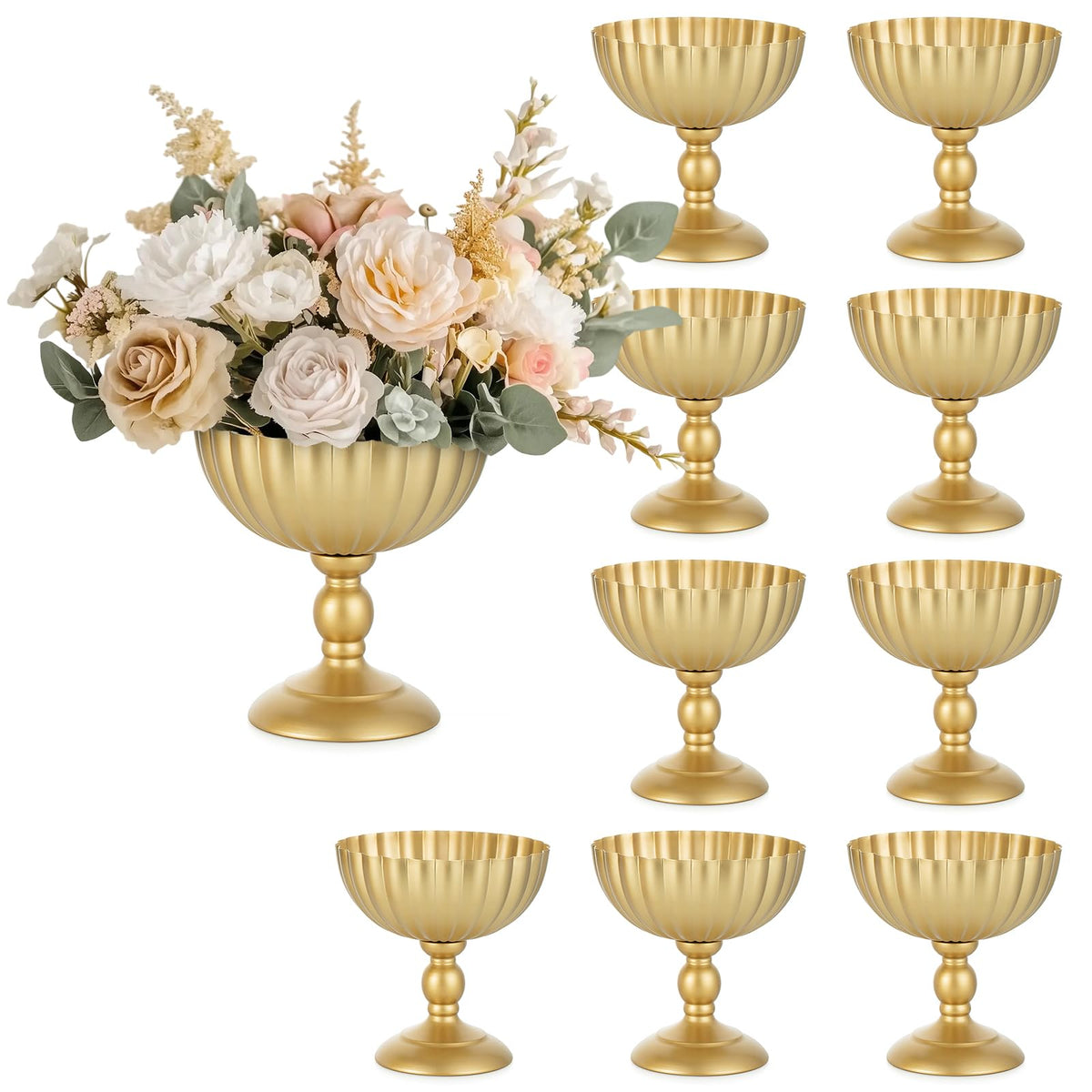 Sziqiqi Gold Urn Vase for Wedding, Tall Vases Centrepieces for Table, 10Pcs