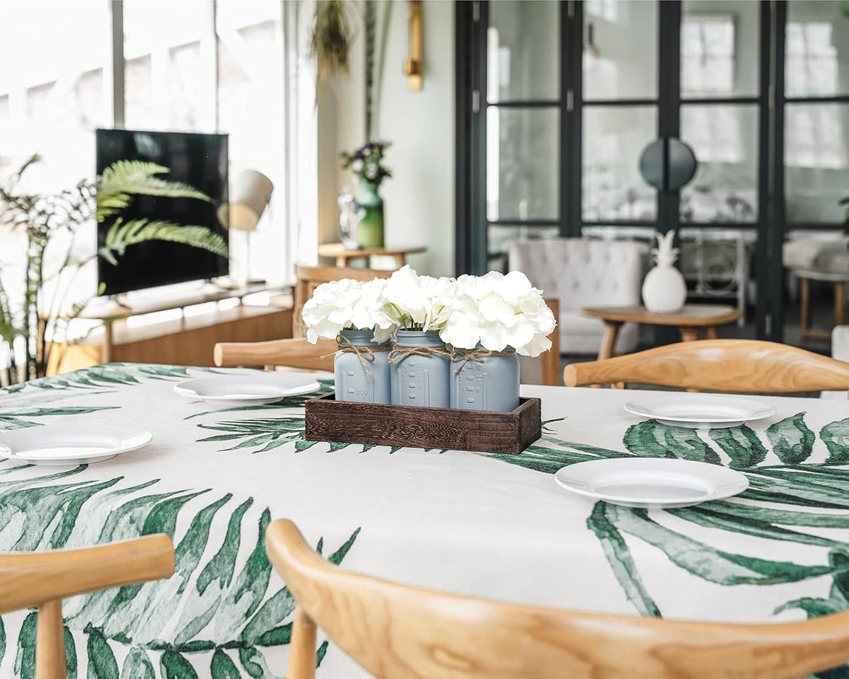 Mkono Mason Jar Centerpiece with Wood Tray Farmhouse Coffee Table Decor
