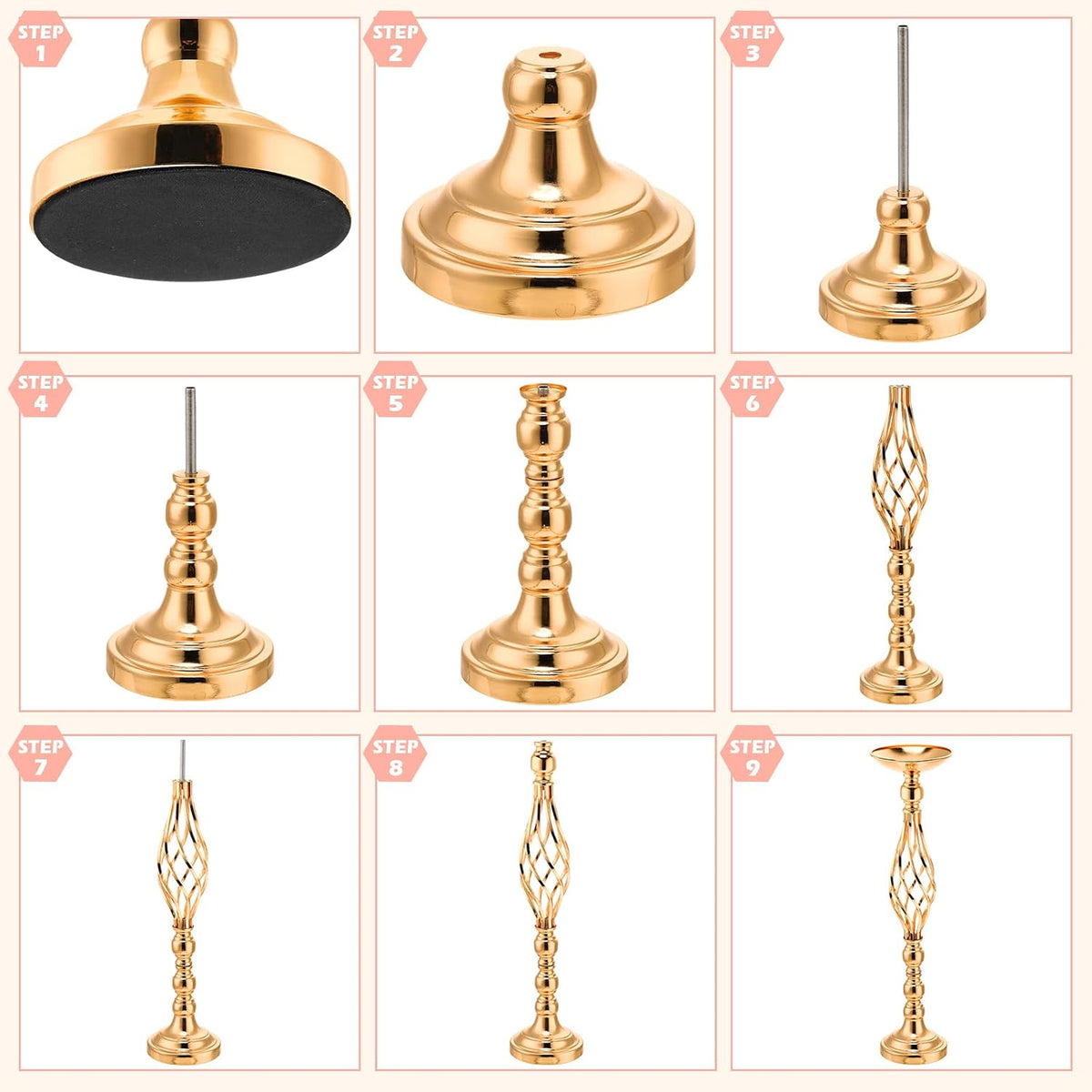 Rtteri 20 Pcs 22.8 Inch High Metal Flower Stand, Wedding Gold Centerpieces for Table, Floral Stand Elegant Vase Holder for Reception Table Decor Party Hotel Home Decor (Gold, Large)