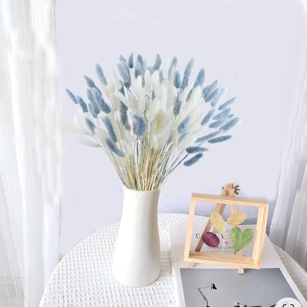 CISDUEO 120pcs Dried Bunny Tails Flowers Lagurus Ovatus Tail Dried Flowers Pampas Grass White and Gray Natural Dried Floral Arrangement for Boho Decor Home Wedding DIY Farmhouse Table Christmas (17")