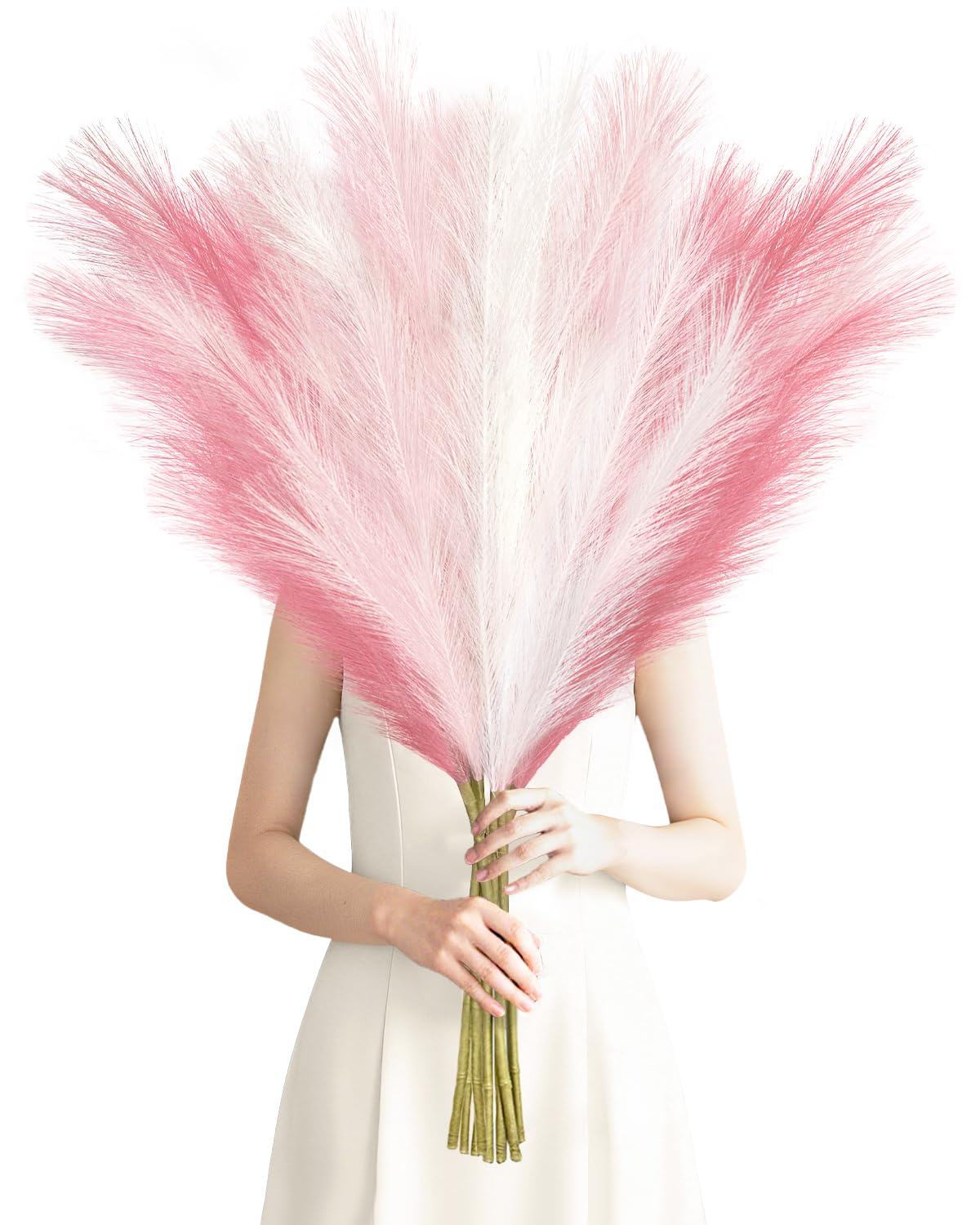 Agusbagli 30pcs Black Faux Pampas Grass Tall, 21.6in Artificial Colored Pompas Grass Short Fluffy Fake Pampas Stems Vase Filler Flower Arrangement for Home Wedding Centerpieces Boho Decor