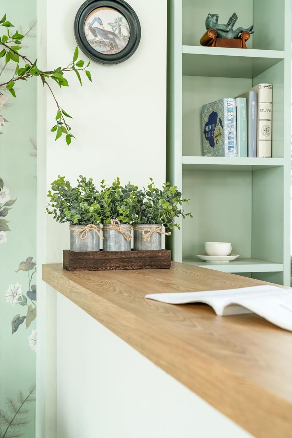 Dahey Fake Eucalyptus Plants Farmhouse Table Centerpieces for Dining Room