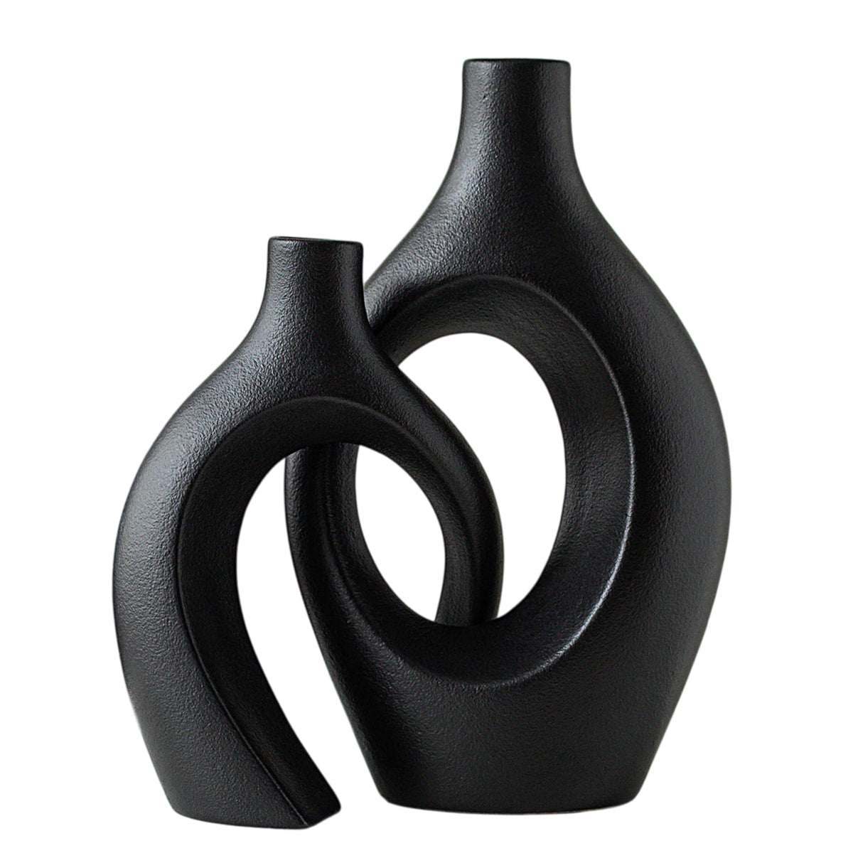 Levvohd Snuggle Hollow Ceramic Vase Set of 2 for Modern Nordic Home Decor