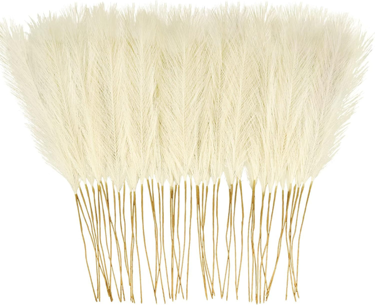 obbsie 50PCS Burnt Orange Faux Pampas Grass Decor, 21.6" Fluffy Vase Filler