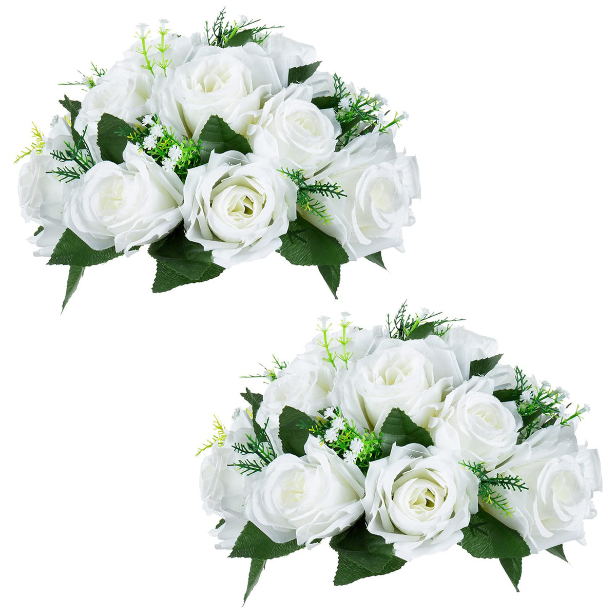 Nuptio Artificial Flower Centrepieces for Tables - 6 Pcs Burgundy & Dusty Rose & Creamy White Fake Flowers Roses Balls 9.5in Diam - Silk Faux Rose Arrangement for Wedding Party Centerpiece Table Decor