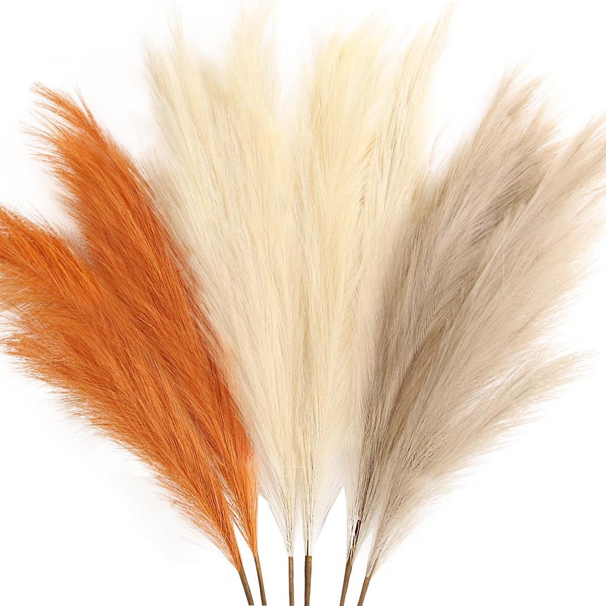 ZIFTY Faux Pampas Grass Decor 17" 6Pcs Handmade Flower Boho Decor Beige