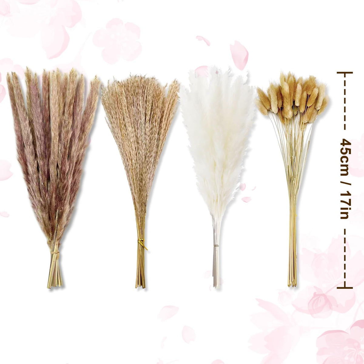 Dried Pampas Grass Decor, 100 Stems Bouquet with Bunny Tails & Reed Grass, Boho Dried Flowers for Wedding, Home Table Centerpieces, Rustic Farmhouse Party Decorations