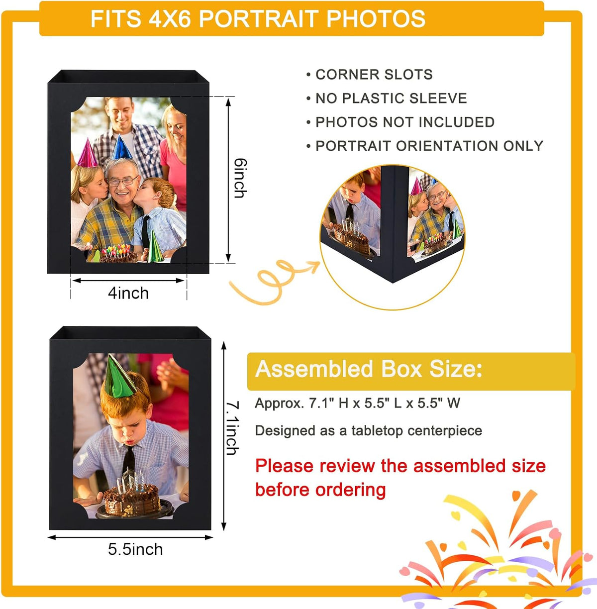 12 Pcs Picture Centerpieces for Table, Photo Display Frame, Black