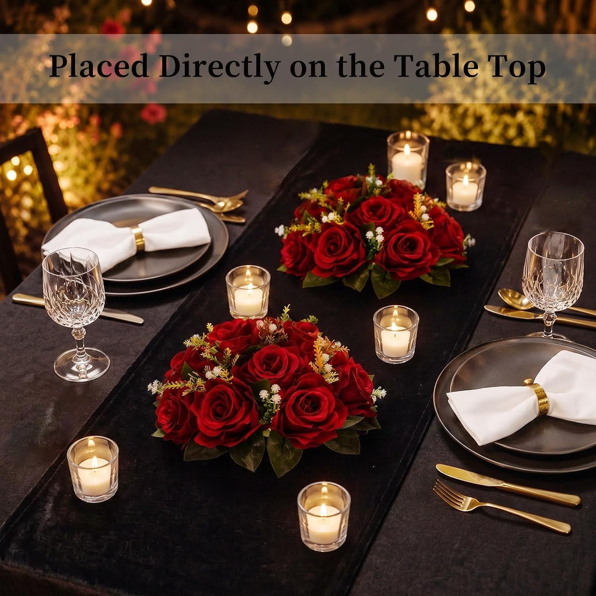 BLOSMON Faux Flower Centerpieces for Wedding Tables, 10 Pcs, Crimson Red