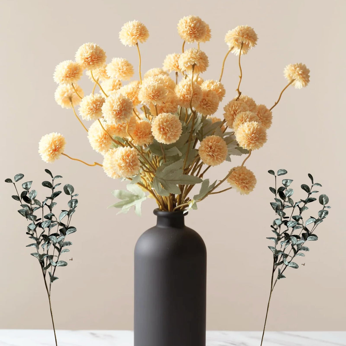 Faux Fall Flowers, Burnt Orange Artificial Floral Stems For Vase