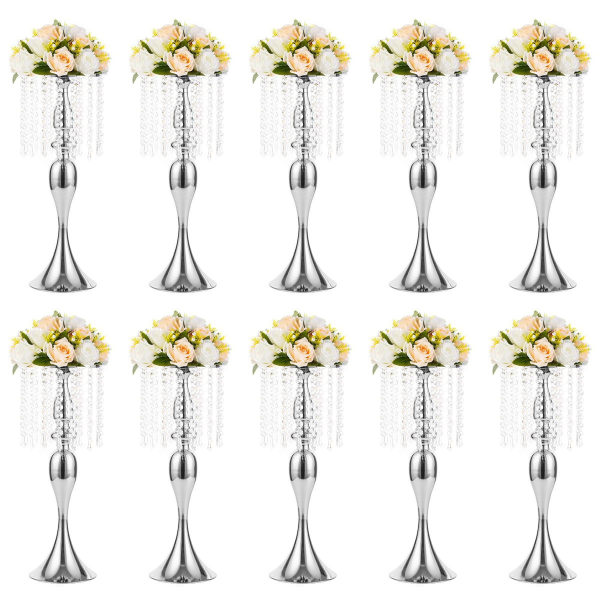 NUPTIO Tall Vase Table Centerpiece, 13.8", Gold, 10 Pcs