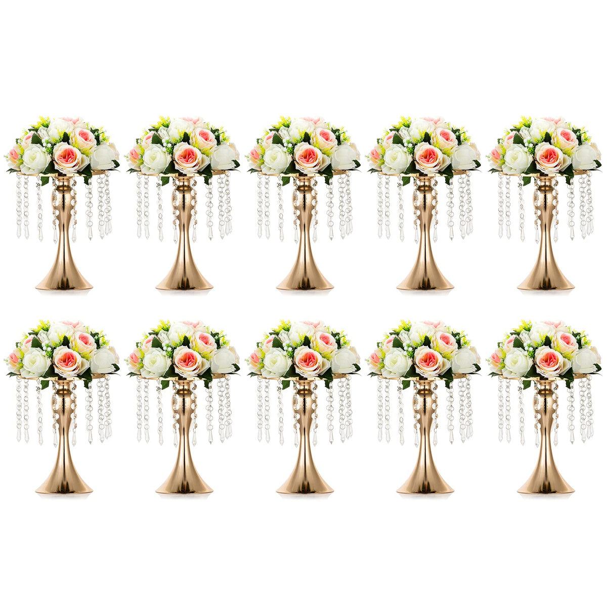 NUPTIO Tall Vase Table Centerpiece, 13.8", Gold, 10 Pcs