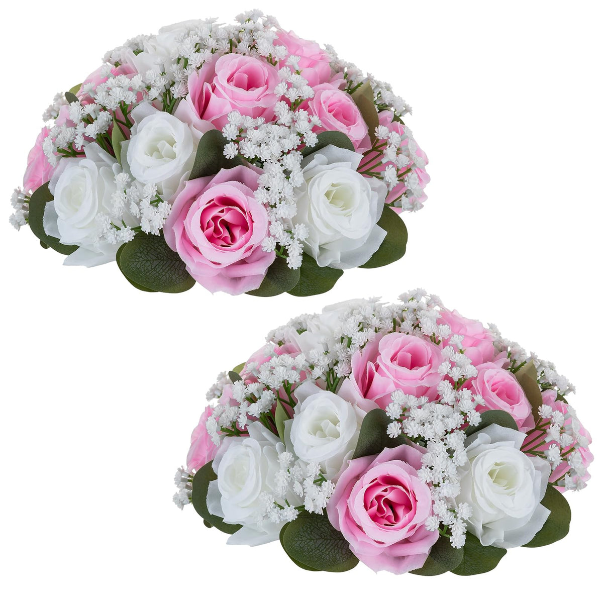 NUPTIO Flower Balls for Table Centerpieces: White Fake Flowers, 8.6 Inch
