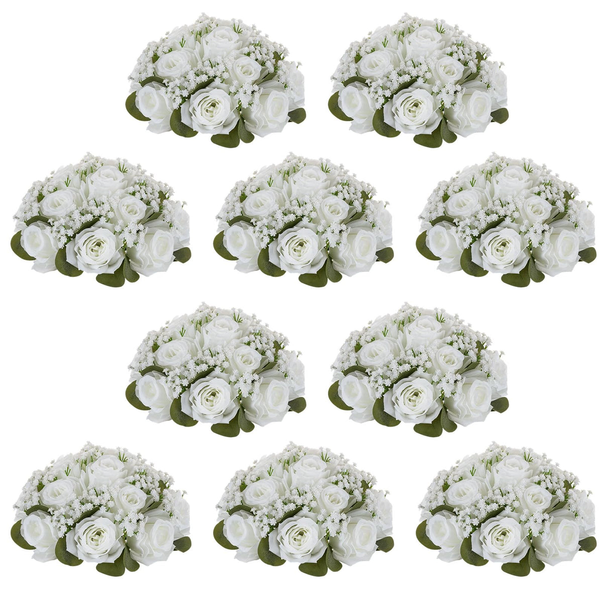 NUPTIO Flower Balls for Table Centerpieces: White Fake Flowers, 8.6 Inch