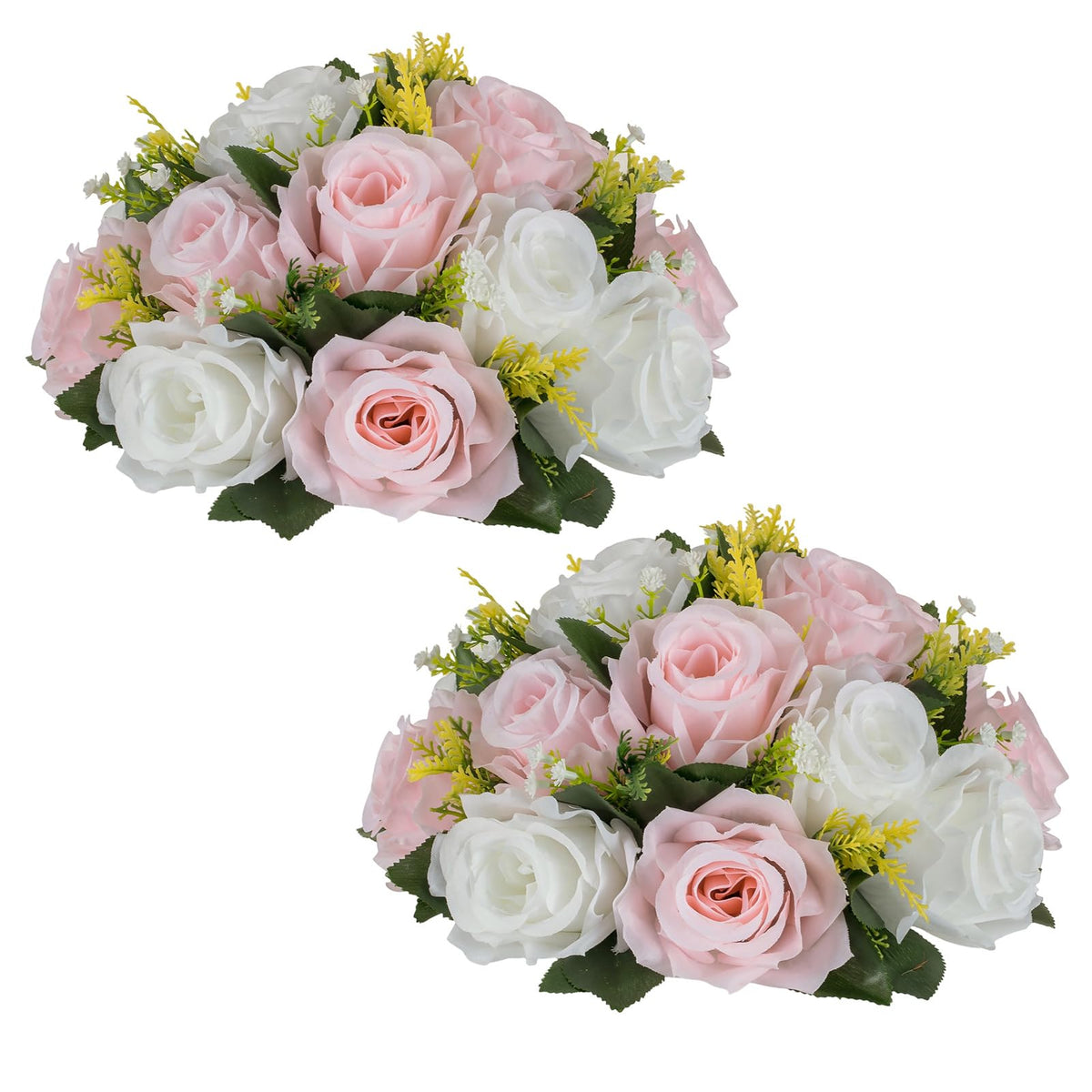 Nuptio Artificial Flower Centrepieces for Tables - 6 Pcs Burgundy & Dusty Rose & Creamy White Fake Flowers Roses Balls 9.5in Diam - Silk Faux Rose Arrangement for Wedding Party Centerpiece Table Decor