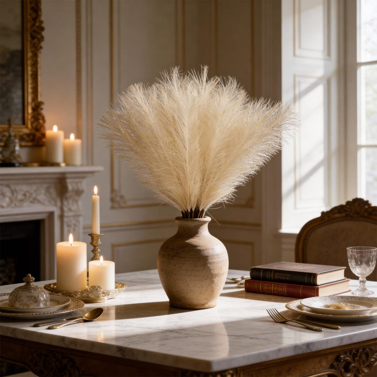 50pcs Black Pampas Grass 21.6 Inch Non-Shedding Faux Pampas for Gothic Home, Moody Boho, Halloween and Modern Wedding Decor