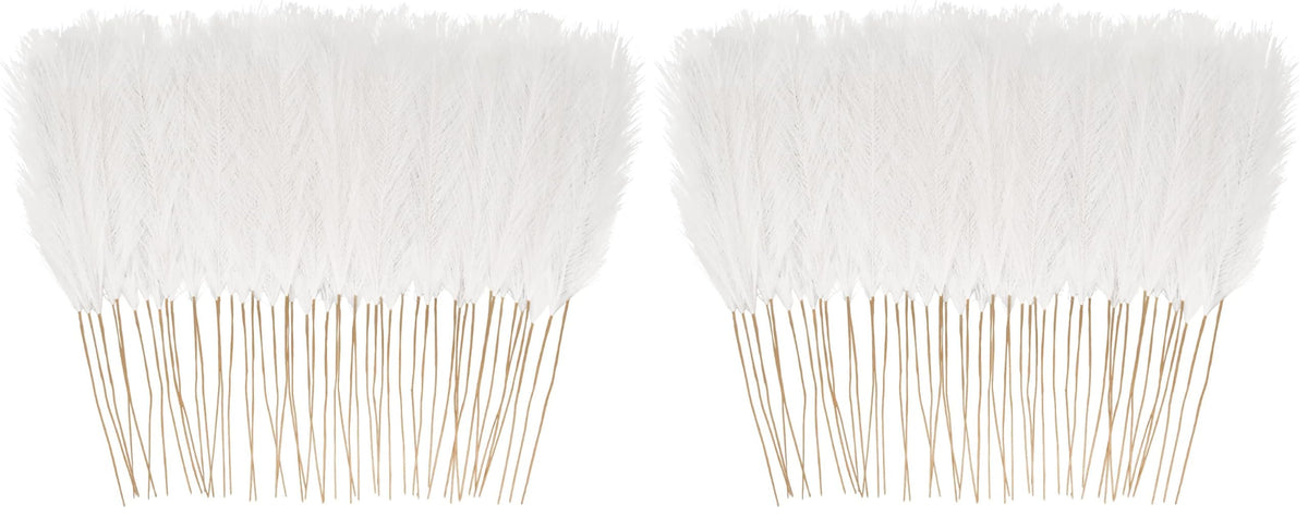 obbsie 50PCS Burnt Orange Faux Pampas Grass Decor, 21.6" Fluffy Vase Filler