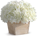 Artificial Hydrangea Flowers in Planter for Table Centerpiece Decor(White)
