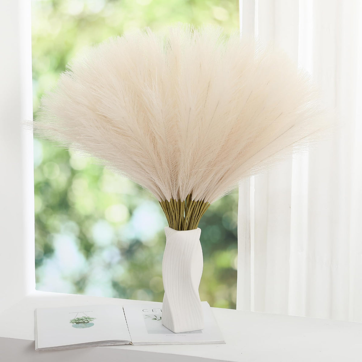 Wertuirk 30pcs Faux Pampas Grass - 24 Inch Pink Pampas Grass Home Decor