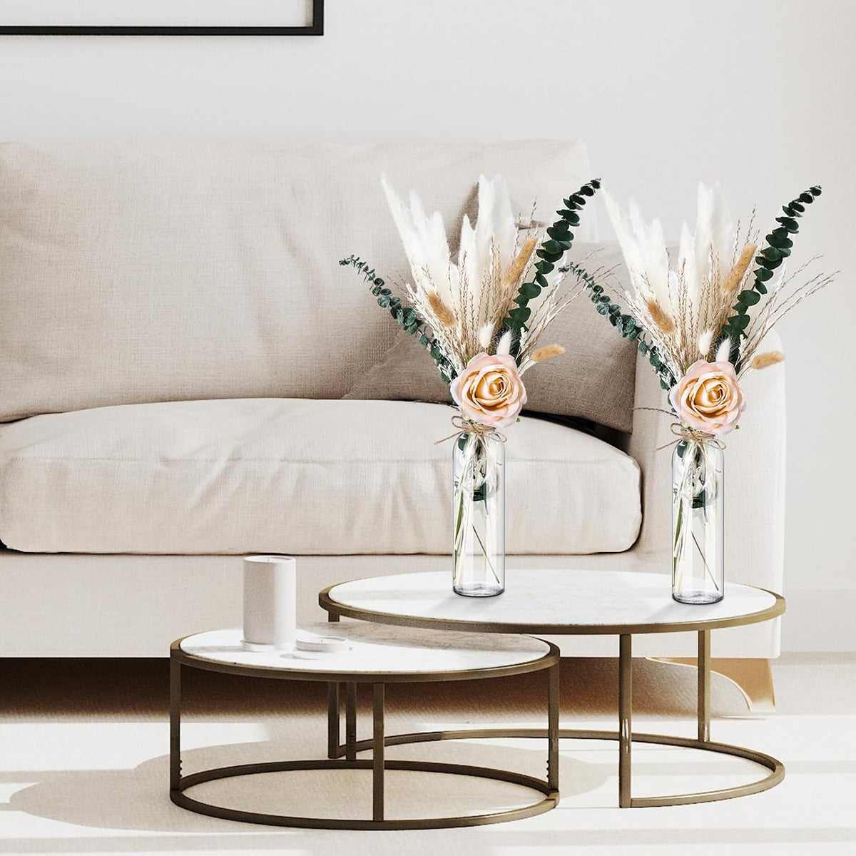 Qinyoung 10 Set Dried Pampas Grass Table Centerpiece for Wedding, Champagne