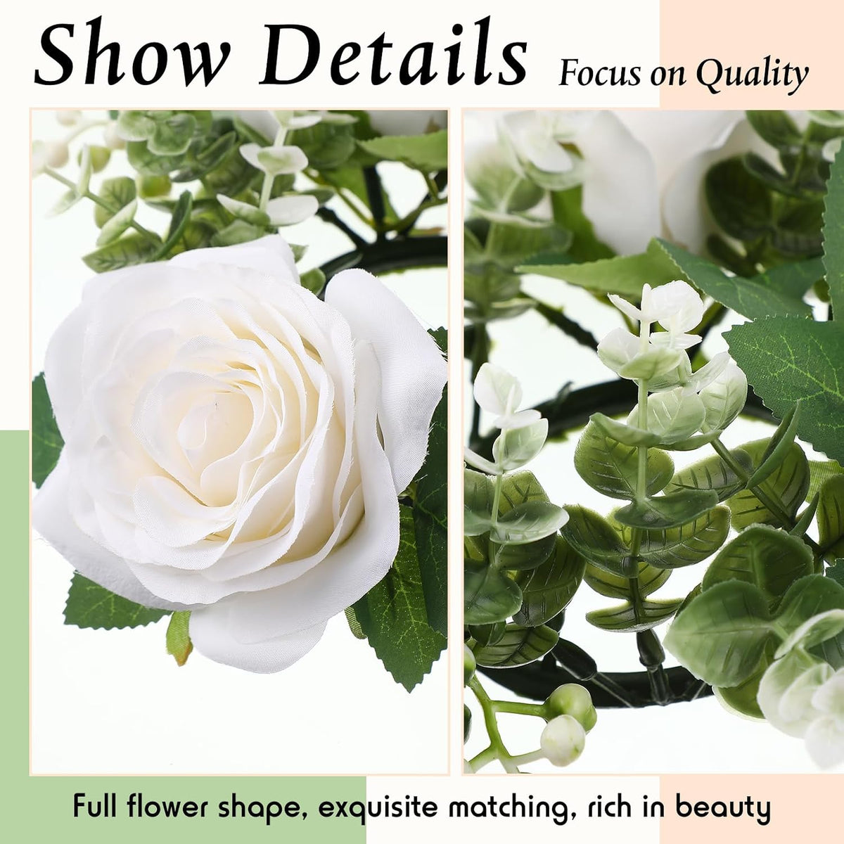 Yunlly 12 Pcs Rose Candle Rings with Candles Sets, White